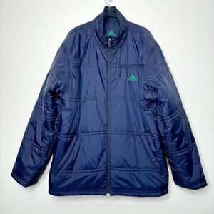 Adidas Vintage 2002 Reversible Puffer Jacket Blue Y2K Oversized Size Large